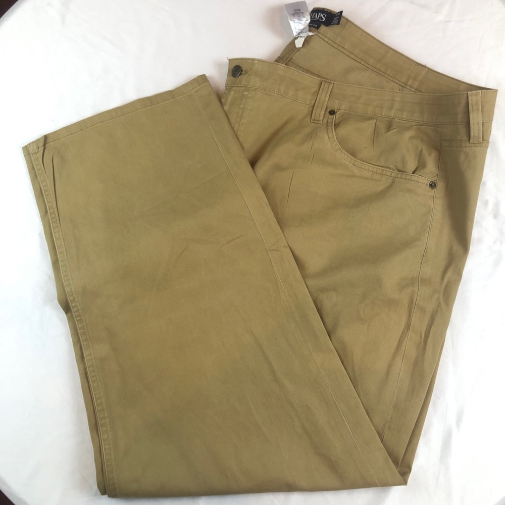 Chaps Pant Men Big & Tall Straight Fit Flat Front Khaki Chino Slack 50x32